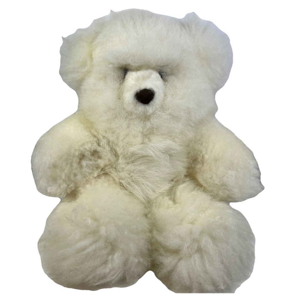Alpaca Fur‎ Teddy Bear Stuffed Animal 12" Soft Natural Plush White/ivory